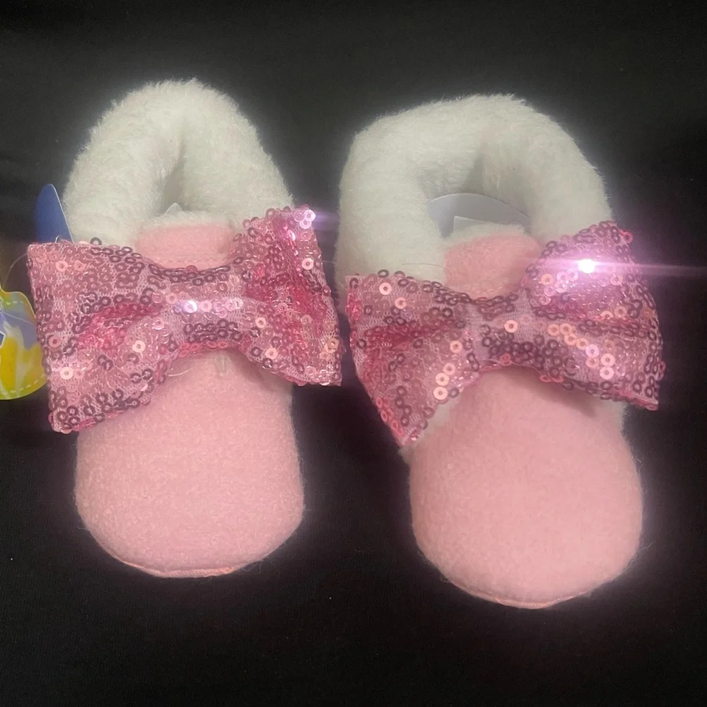 Pink Baby Booties Infant Socks 0-12 mos